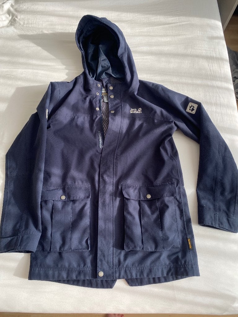 Jack Wolfskin 3 in 1 jas donker blauw, maat 152, Gebruikt, Verzenden, Jongen of Meisje, Jack Wolfskin