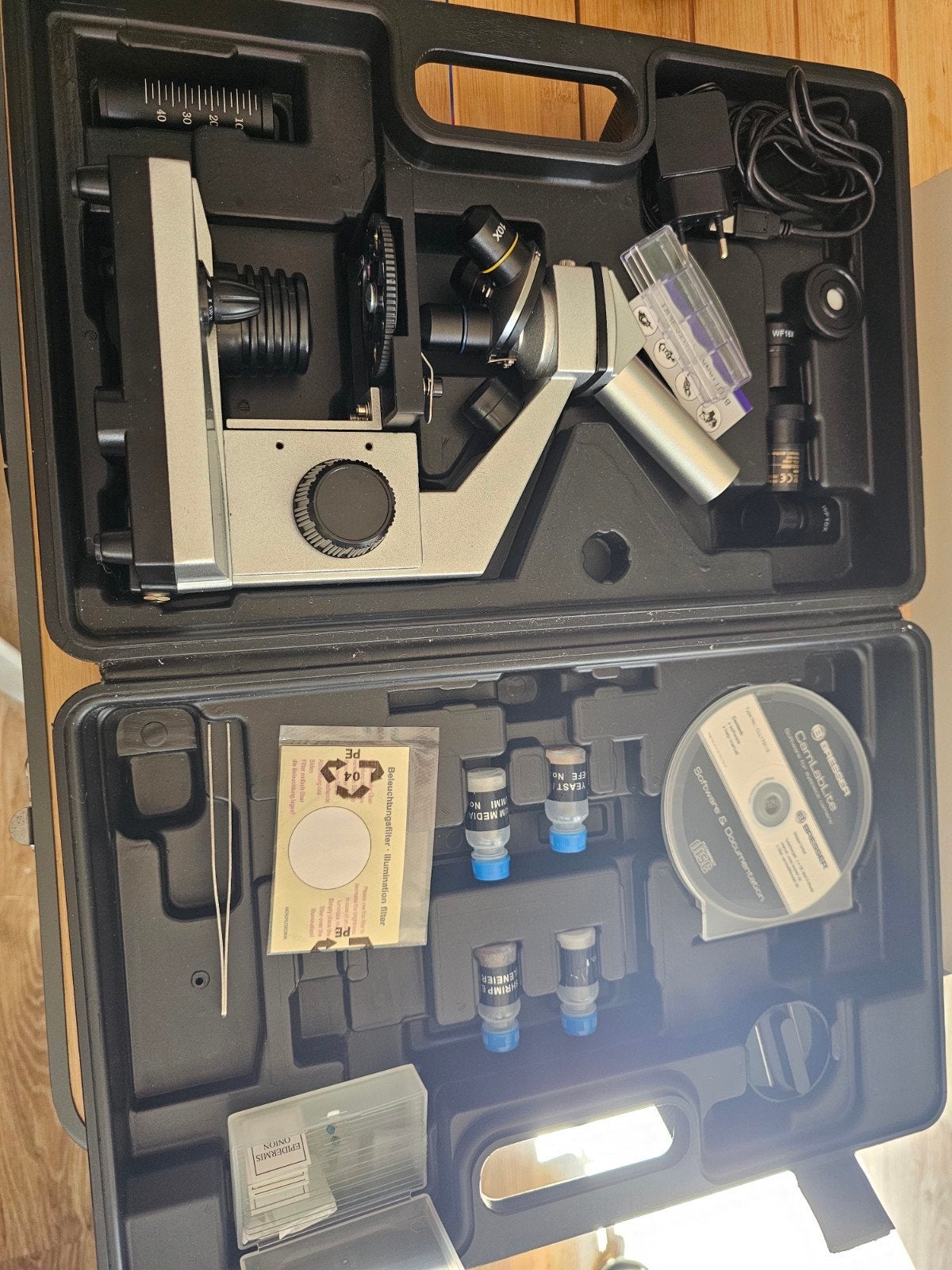 Bresser Junior Microscoop Set 40x-1024x met accessoires, Audio, Tv en Foto, Optische apparatuur | Microscopen, Zo goed als nieuw
