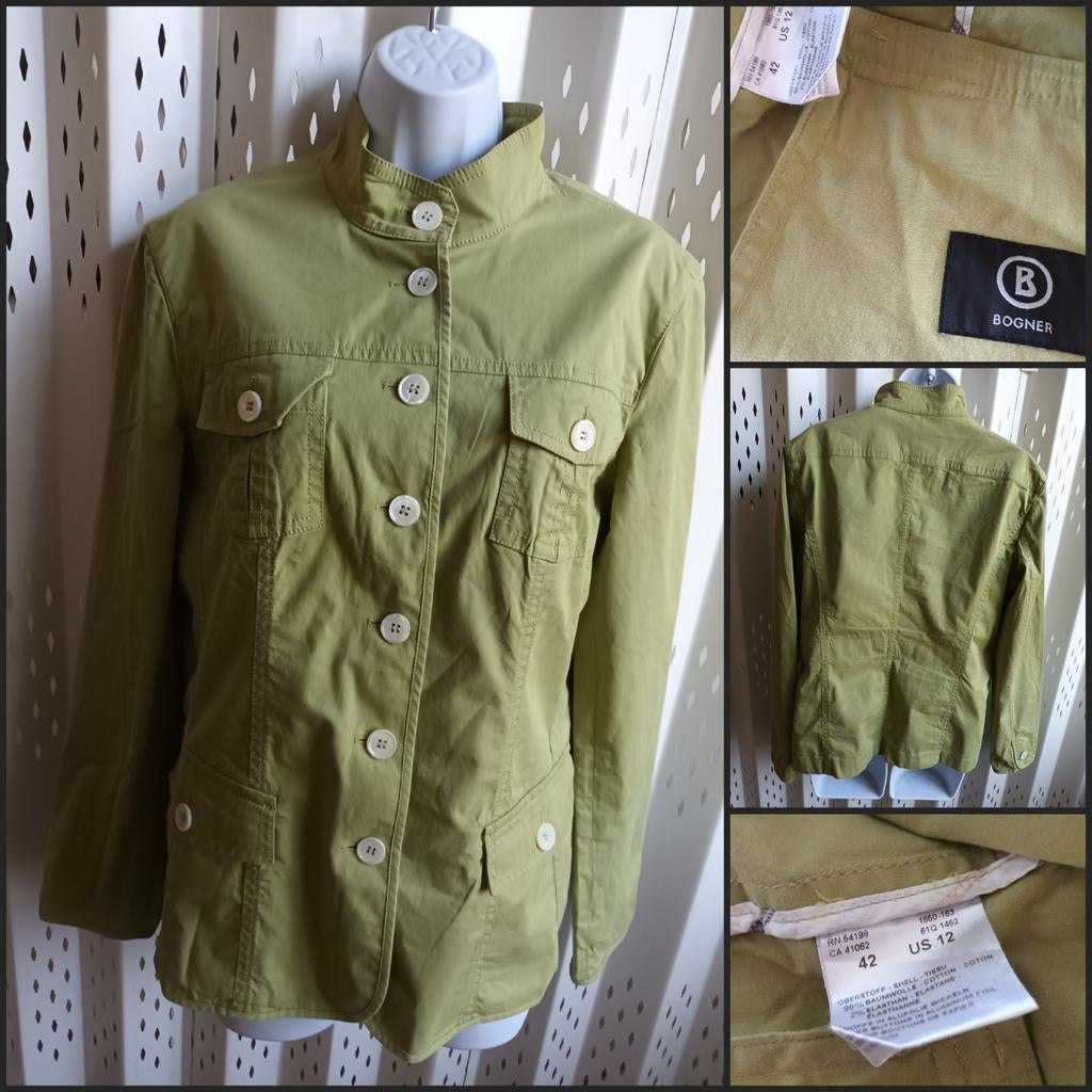 Bogner groen damesjasje knoopsluiting klepzakken 42, Kleding | Dames, Ophalen of Verzenden, Zo goed als nieuw, Groen, Maat 42/44 (L)
