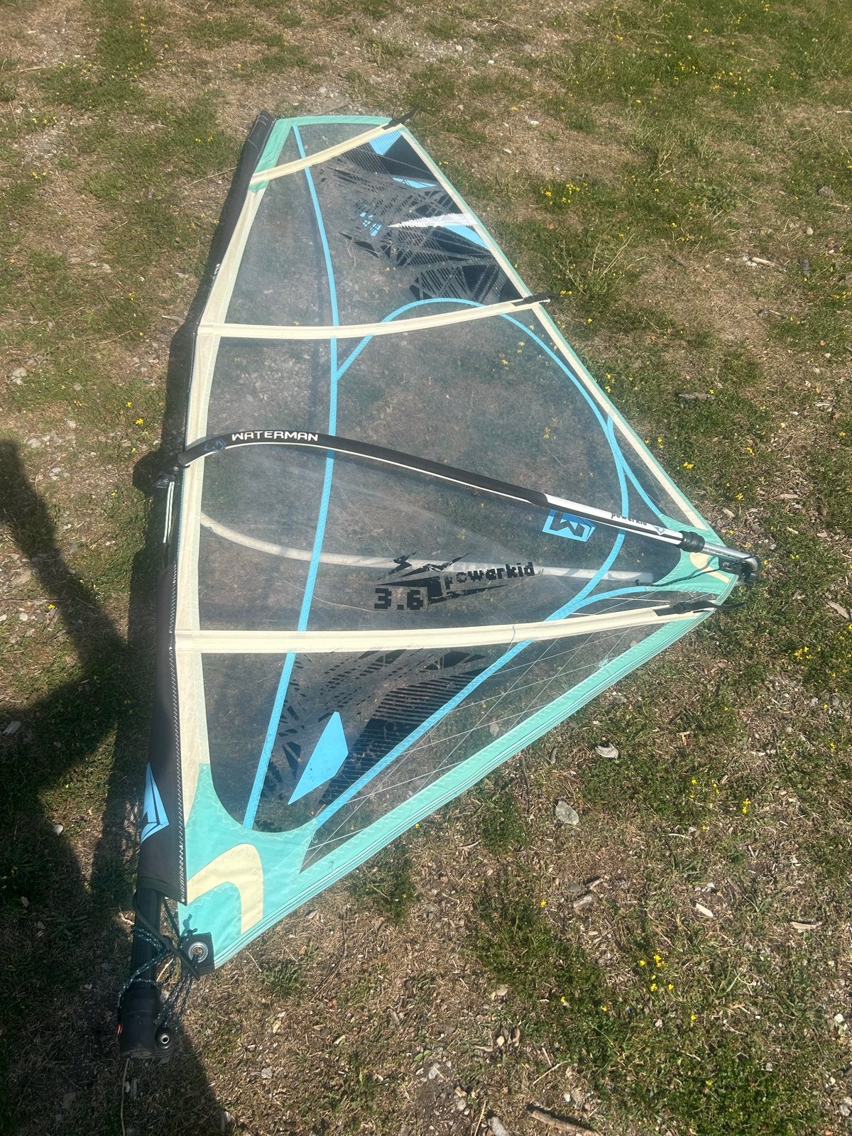 Powerkid 3.6m² Kinder/Jeugd Windsurfzeil compleetset, Watersport en Boten, Windsurfen, 3.5 tot 5 m², Complete set, Ophalen, Overige merken