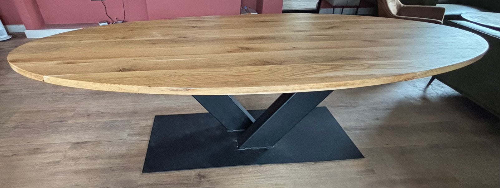 Tafel ovaal licht eiken, Ophalen, 100 tot 150 cm, Eikenhout, 200 cm of meer
