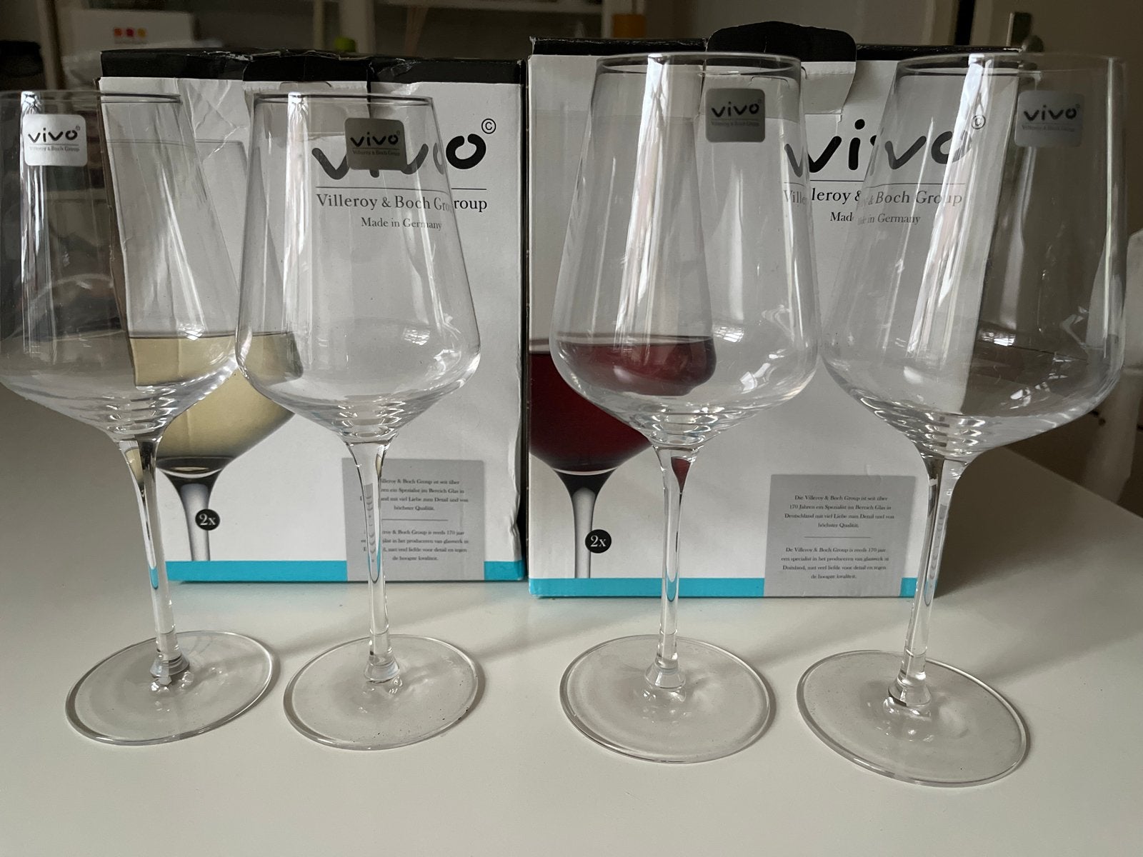 Vivo Villeroy &Boch Vivo wijnglazen (2 witte en 2 rode wijn), Ophalen, Glas of Glazen, Villeroy & Boch, Nieuw