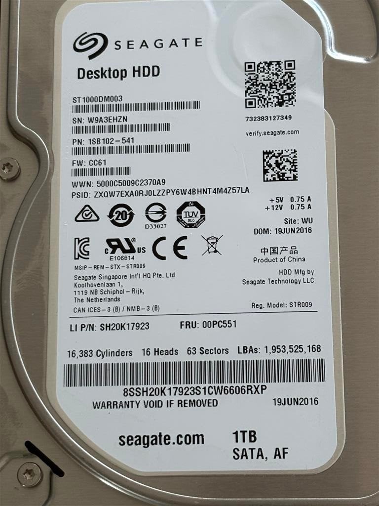 Seagate Desktop HDD 1TB SATA HardDisk 3.5inch, Computers en Software, Intern, Gebruikt, Ophalen of Verzenden, 1TB