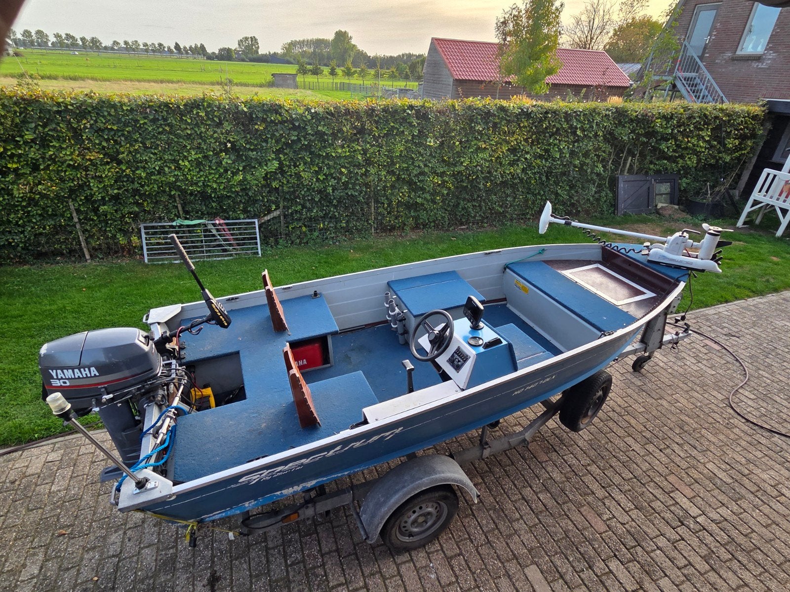 aluminium visboot 30pk yamaha, Ophalen, 10 tot 30 pk, Gebruikt, Aluminium