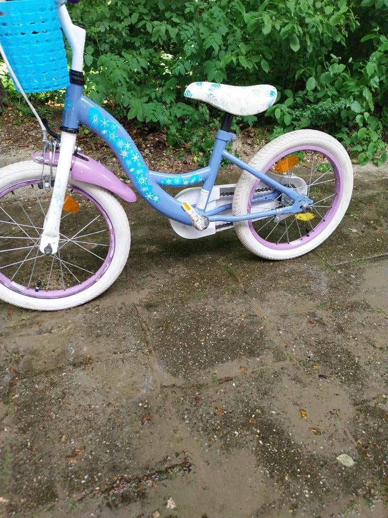 Kinderfiets Frozen 16 inch met zijwieltjes, Terugtraprem, Zijwieltjes, Ophalen of Verzenden, Frozen