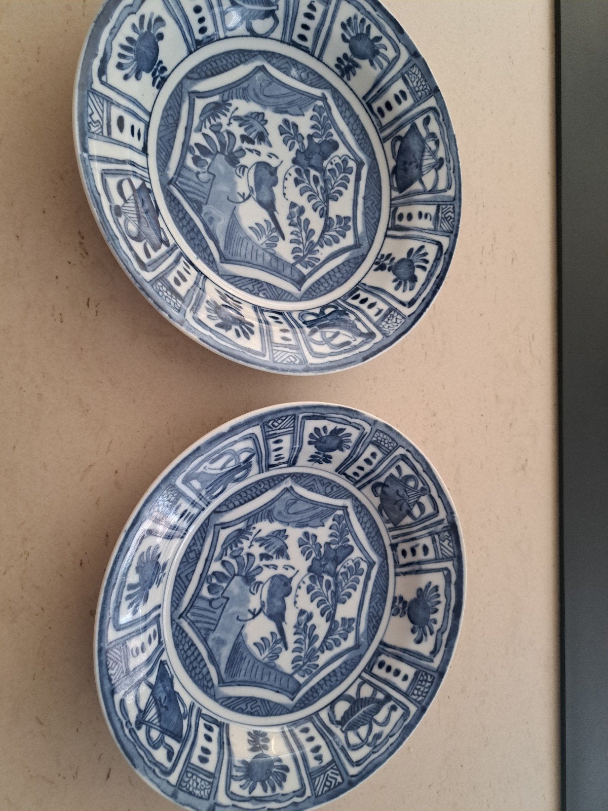 Antieke Chinese Blauw-Witte Porseleinen Borden (2 stuks), Ophalen of Verzenden