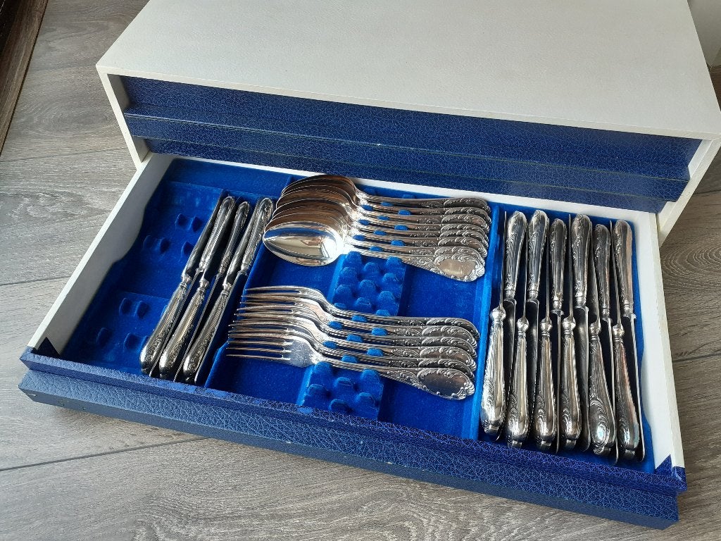 Luxe Vanstahl bestekset verzilverd 90 in kist, Ophalen of Verzenden