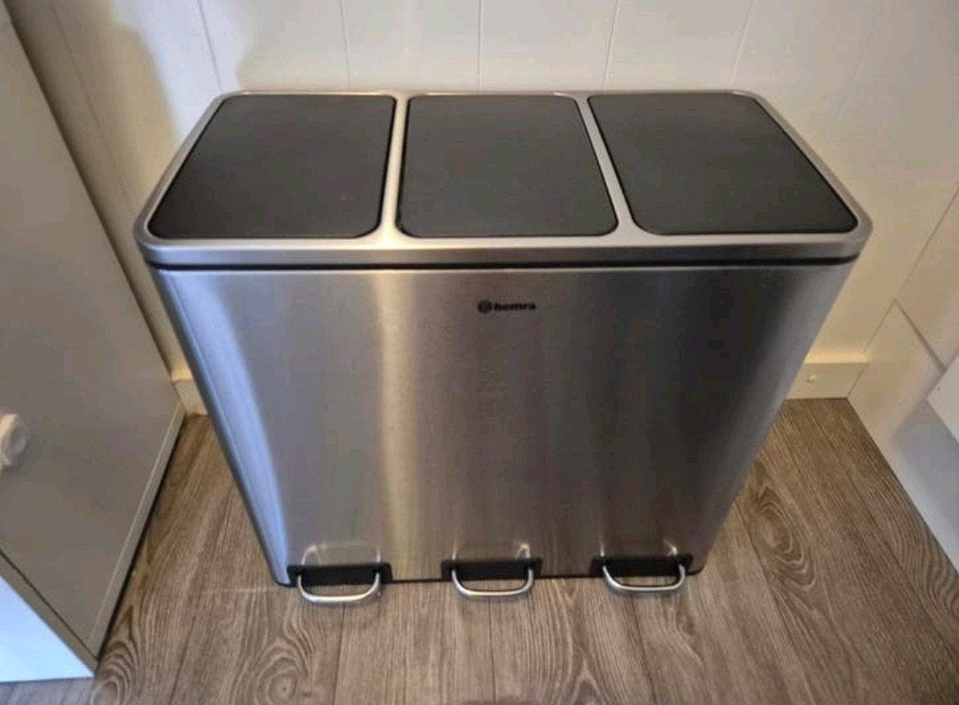 Homra Prullenbak 3x18L RVS met Pedaal, Ophalen, 50 – 75, Met pedaal, 40 liter of meer