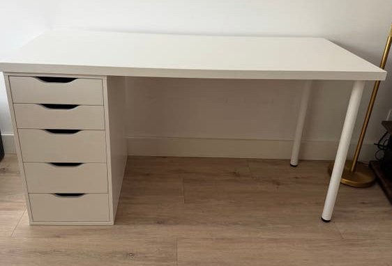 Ikea bureau 140x60 met ladeblok, Ophalen, Overige typen, Gebruikt, Scandinavisch