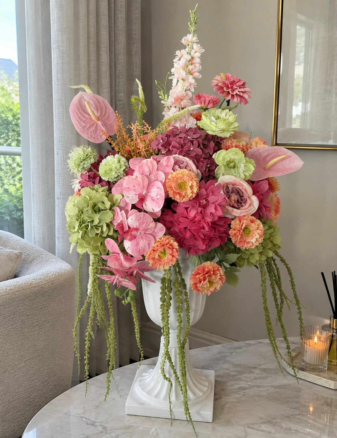 Luxe Herfst Kleurrijk Kunstboeket 60 cm - Kunstbloemen, Verzenden, Nieuw