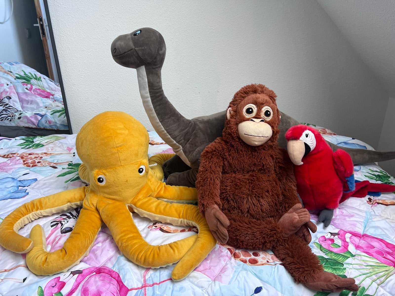 IKEA Jungle Knuffels: Dinosaurus, Orang-oetan, Papegaai, Oct, IKEA, Overige typen, Ophalen of Verzenden, Middelgroot (20 tot 80 cm)