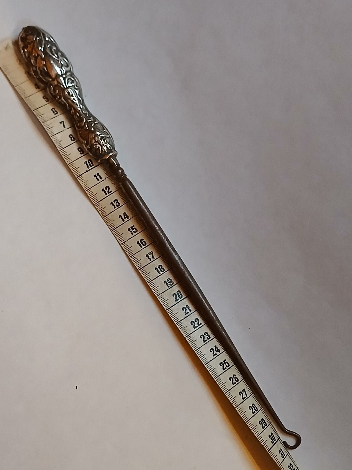 antiek zilver veterhaak corsethaak knopenhaak knoophaakje, Ophalen, Zilver
