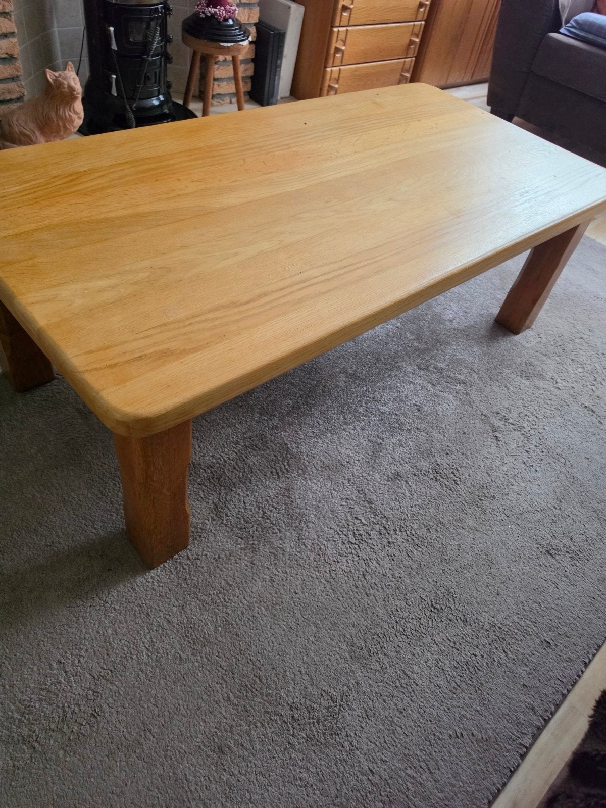 Massieve eiken salontafel, Huis en Inrichting, Ophalen, Gebruikt, 100 tot 150 cm, Eikenhout