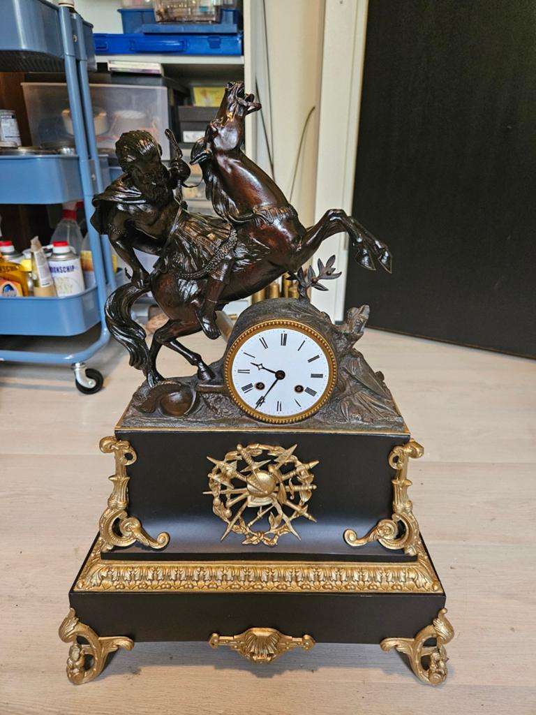 Mooie grote antieke Franse pendule 59 cm hoog, Ophalen of Verzenden