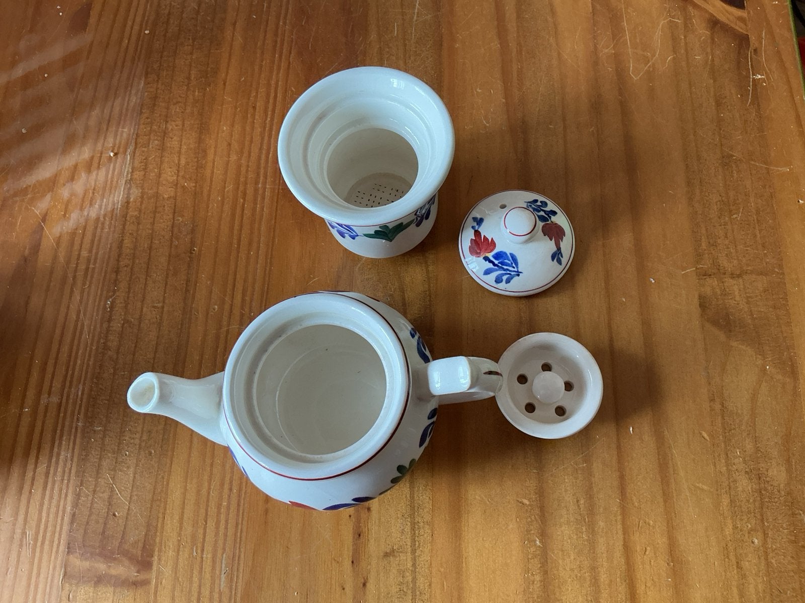 Boerenbont theepotje met filter, Ophalen of Verzenden