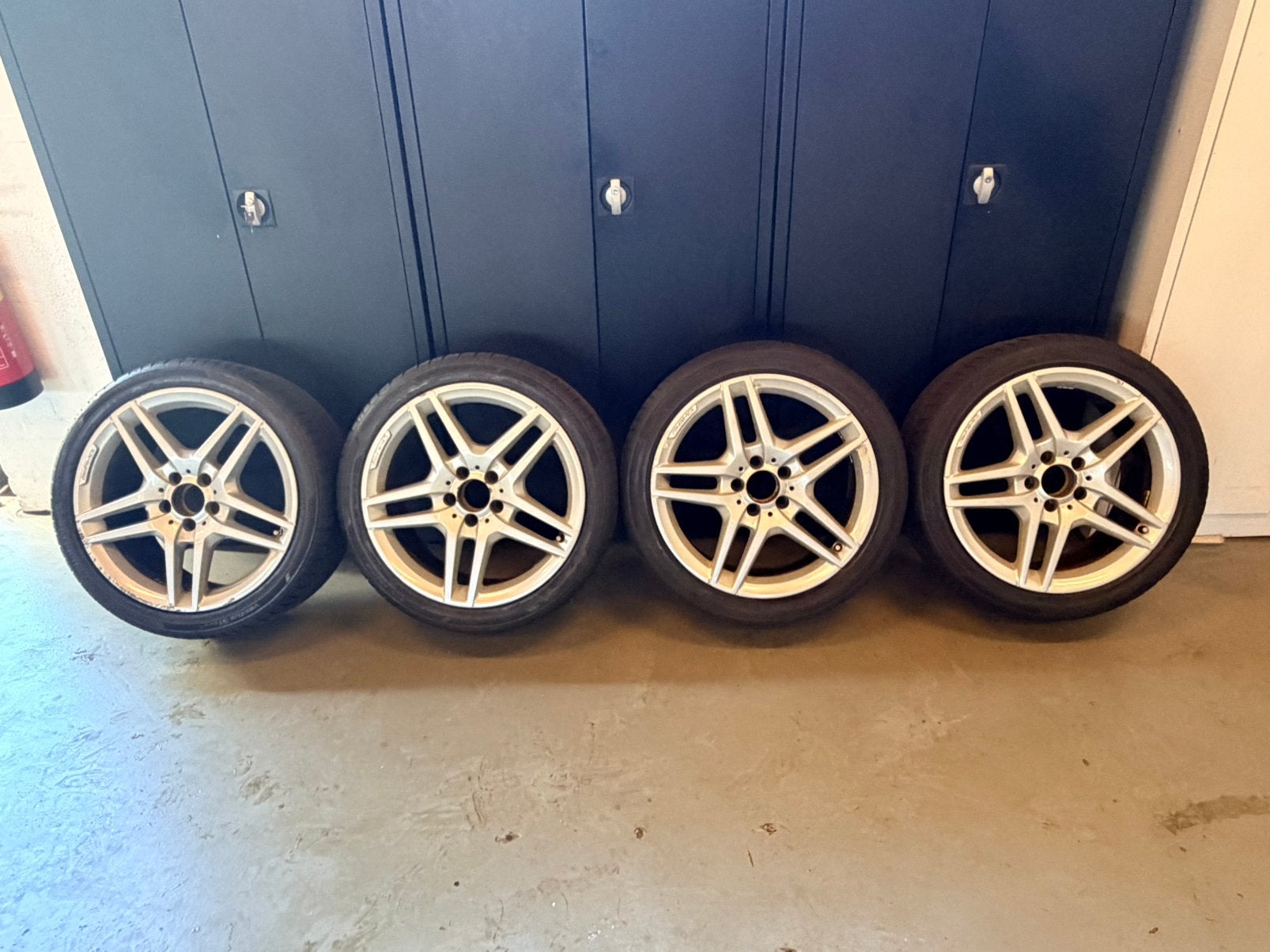 5x112 Mercedes AMG Breedset velgen met banden 18”., Auto-onderdelen, Ophalen, 18 inch, Gebruikt, 265 mm