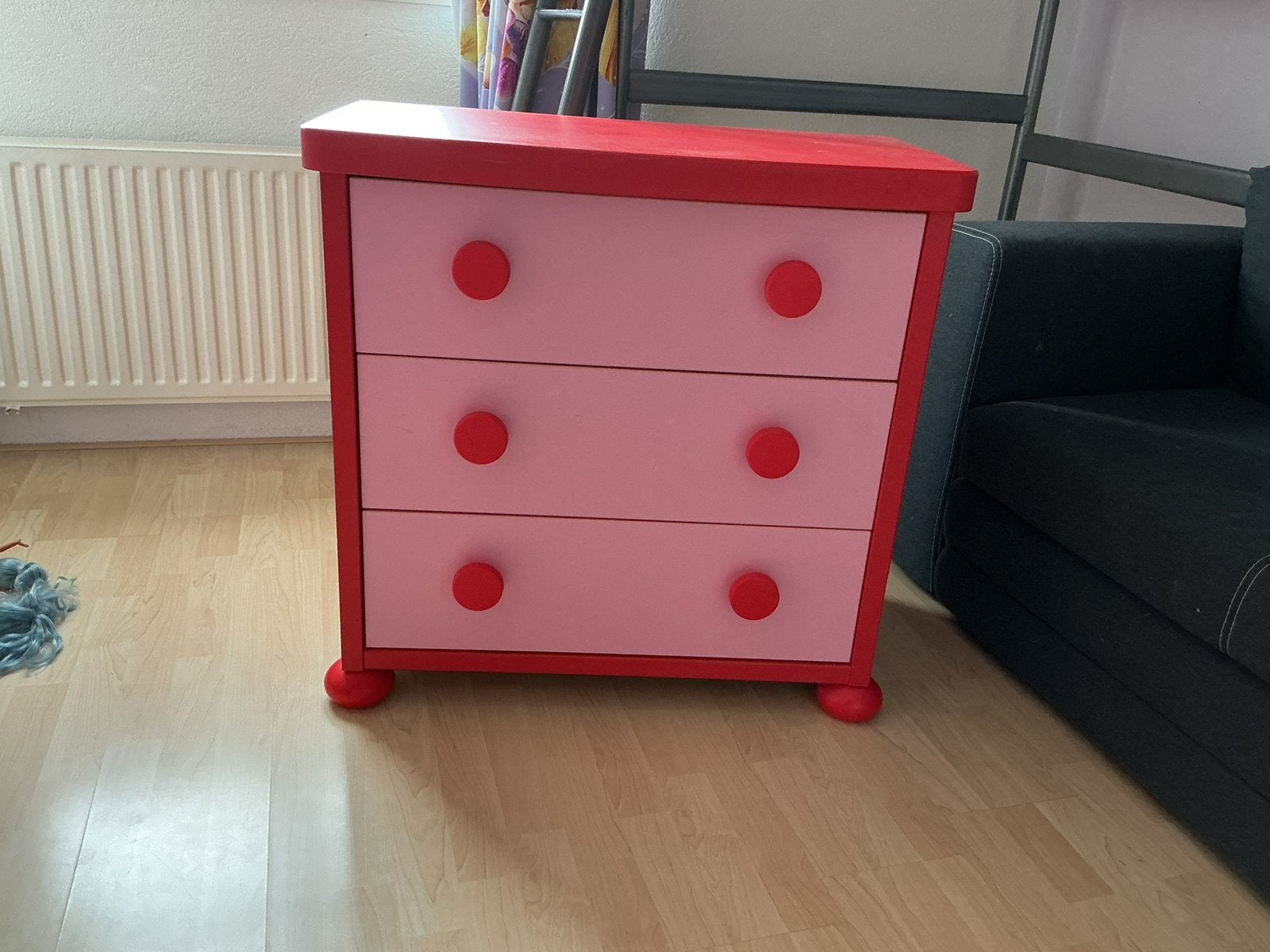 Rood/roze commode / ladekast, Ophalen, Minder dan 50 cm, 100 cm of meer, Minder dan 90 cm