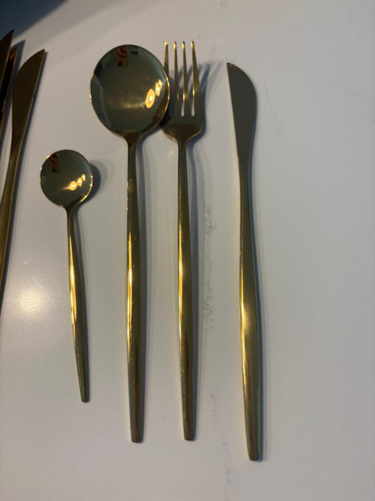 Gouden Bestekset RVS - 6 Personen, Antiek en Kunst, Antiek | Bestek, Ophalen