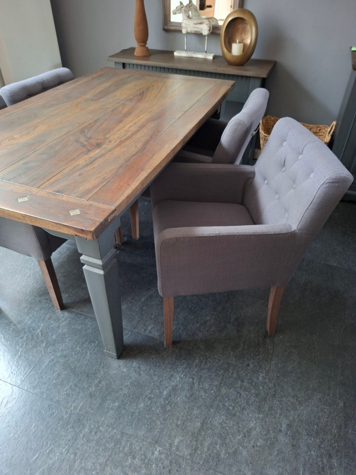 Eetkamertafel met 4 stoelen, Ophalen, Gebruikt, 4 tot 6 stoelen