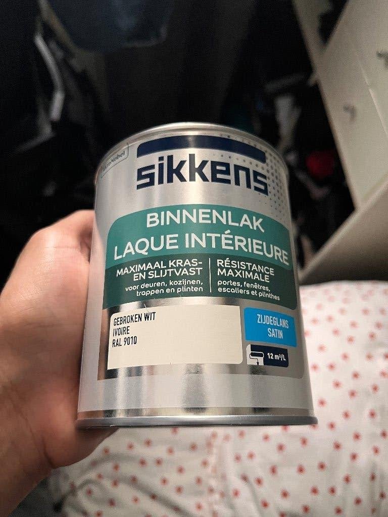 Sikkens binnenlak zijdeglans RAL 9010 gebroken wit 750 ml, Verzenden, Wit, Nieuw, Lak