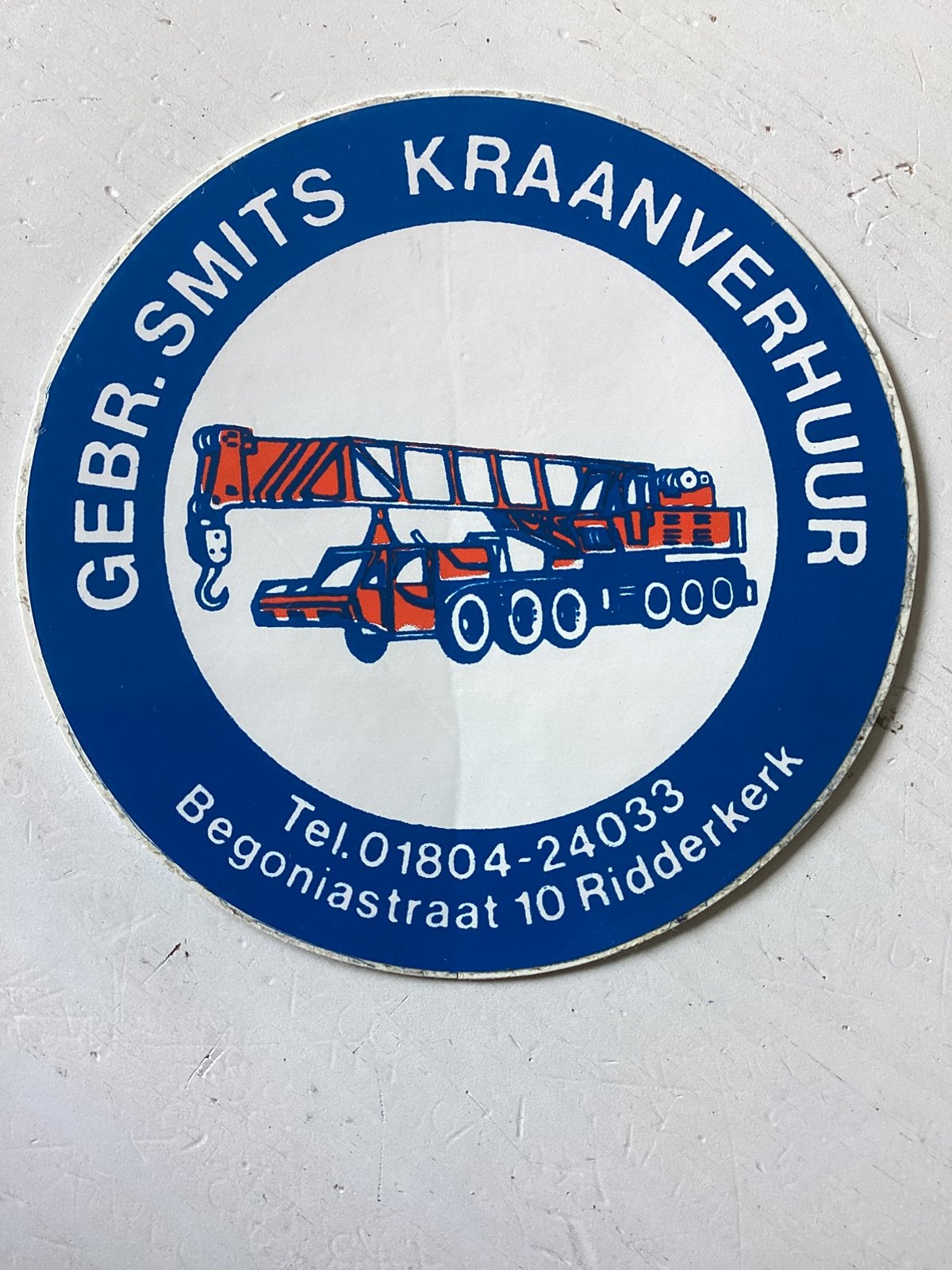 Sticker Gebr. Smits Kraanverhuur Ridderkerk, Verzenden, Zo goed als nieuw