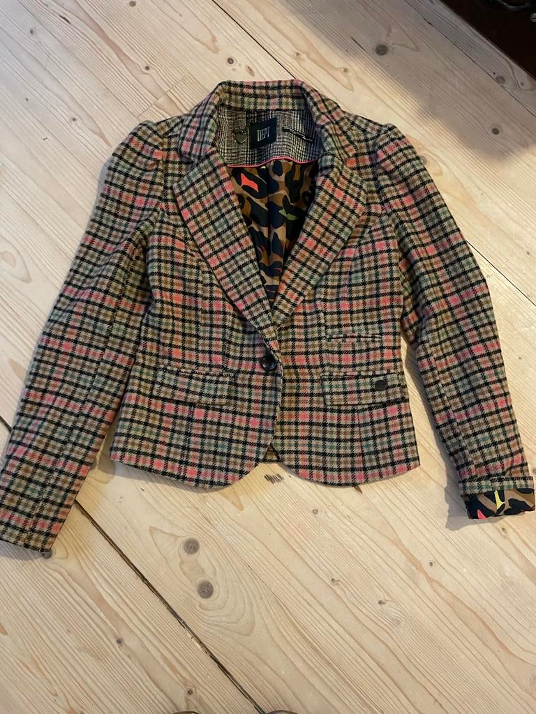 geruit jasje met bontkraag DEPT, maat S, Kleding | Dames, Jassen | Zomer, Ophalen of Verzenden, Gedragen, Maat 36 (S), Overige kleuren