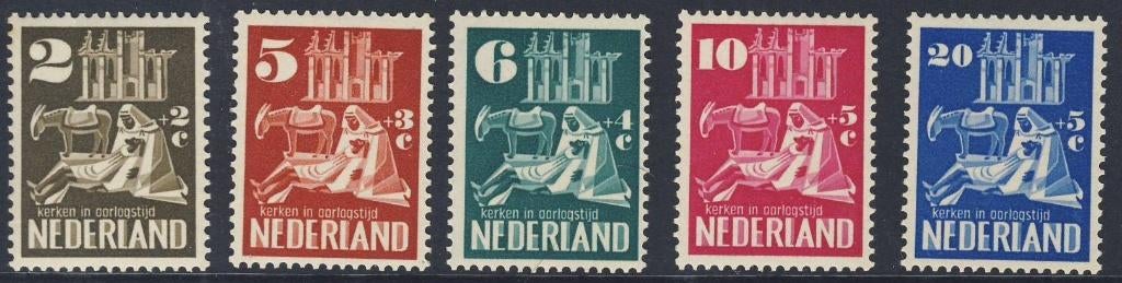 Ongebruikt, Kerken in Oorlogstijd 1950 NVPH 556/560, Postzegels en Munten, Verzenden, Na 1940, Postfris