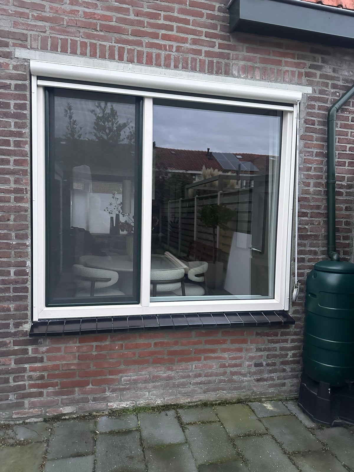 Kunststof kozijn met HR++ glas en zonnescherm, Ophalen, Gevelraam of Ruit, Gebruikt, 160 cm of meer