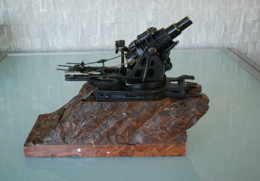Kanon WW1 Messing Dikke Bertha / Slanke Emma Marmer Sokkel, Ophalen of Verzenden
