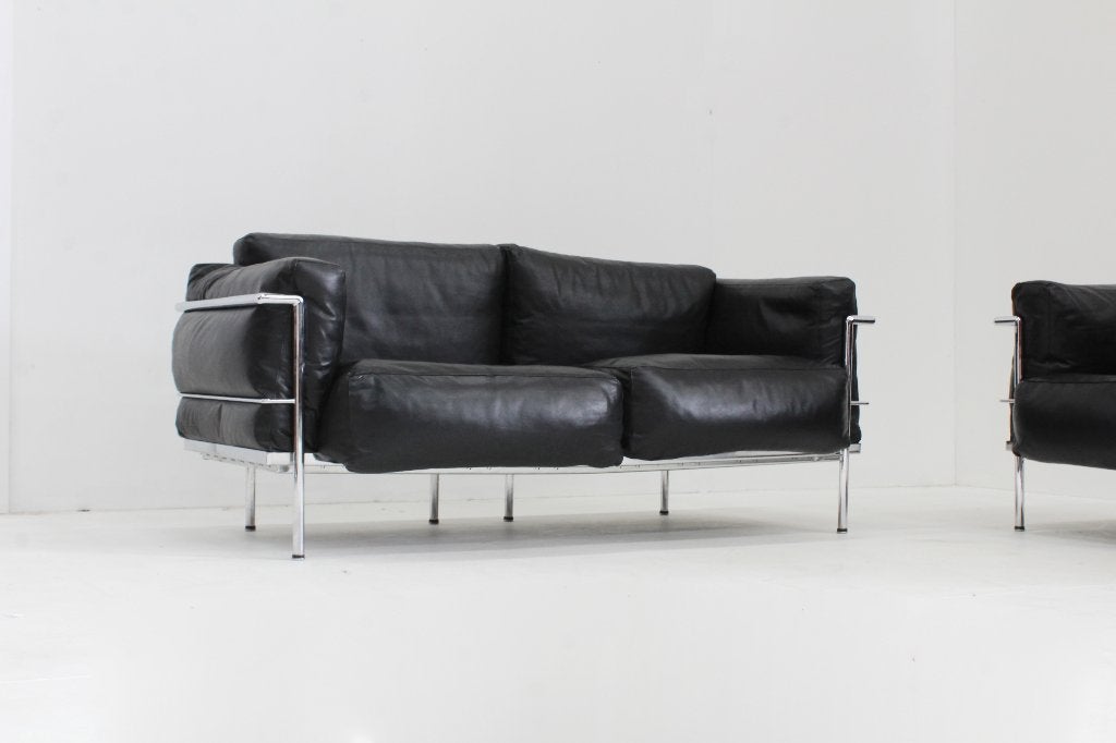 Set LC2 sofas Grand Confort Le Corbusier voor Alivar 1980s, Ophalen, Gebruikt, 150 tot 200 cm, Tweepersoons