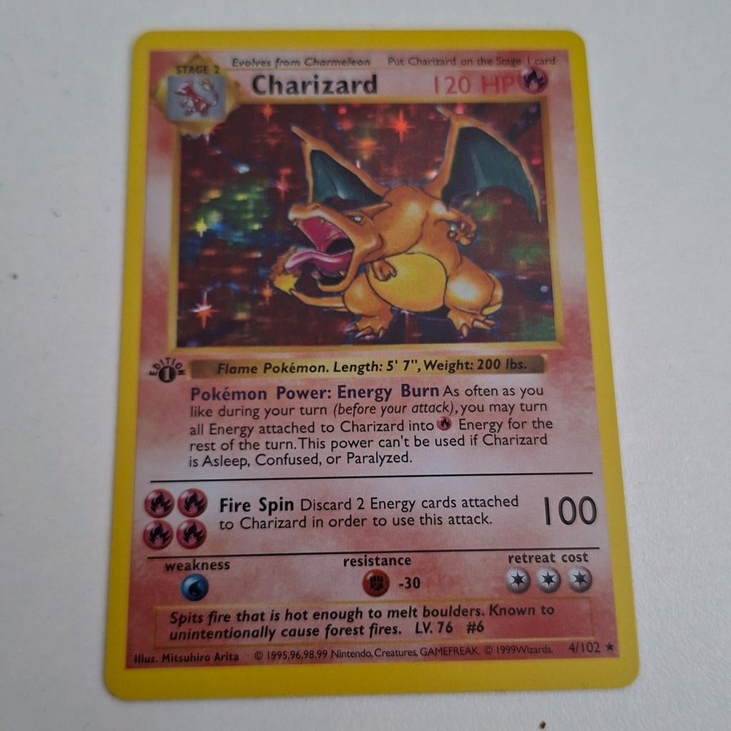 Charizard Pokémon Kaart - Proxy (Niet Origineel), Ophalen of Verzenden, Gebruikt, Losse kaart, Foil