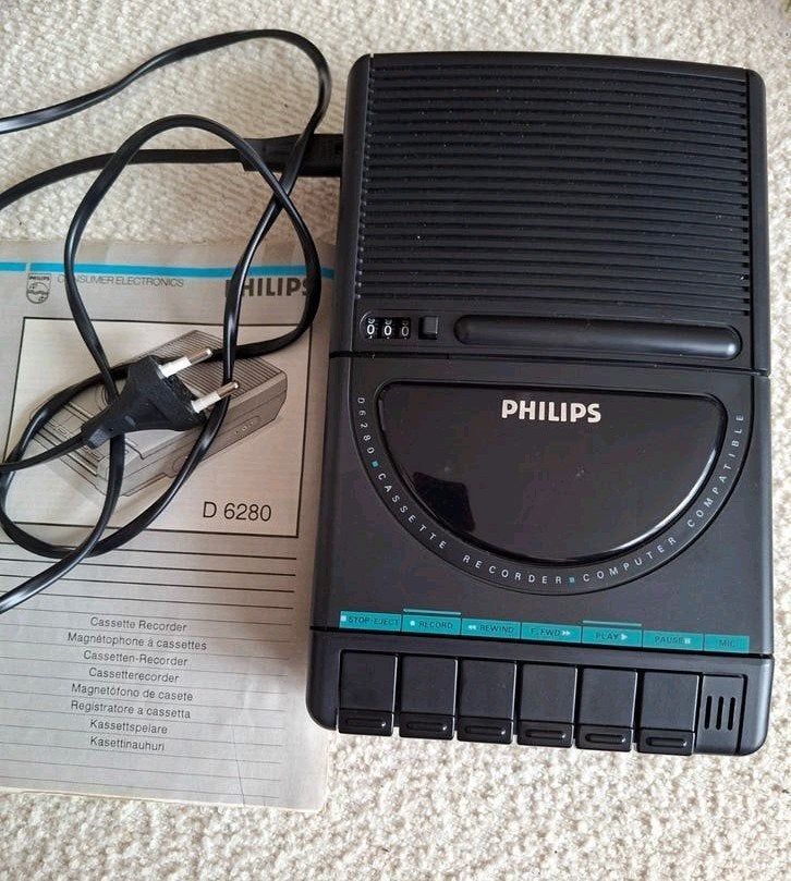 Zeer nette Philips D6280 Cassetterecorder - jaren 80, Ophalen of Verzenden, Enkel, Philips, Tiptoetsen