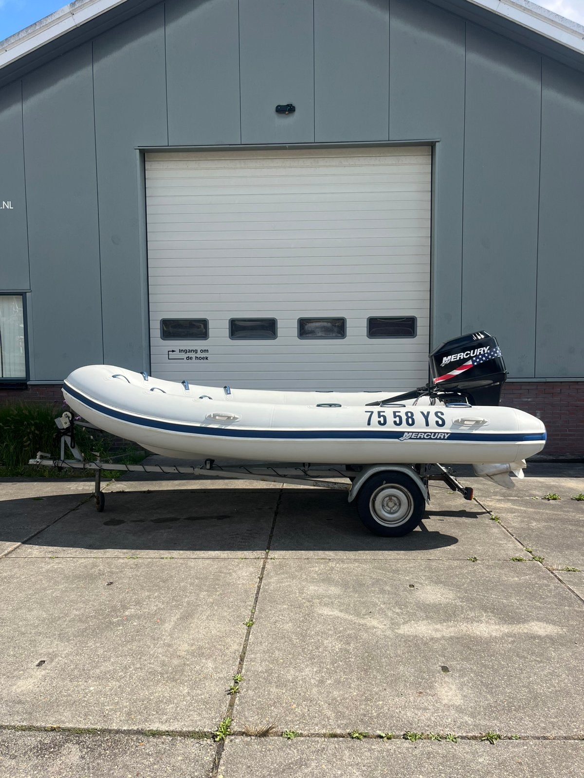Mercury Rib + 75 Pk, Watersport en Boten, Afdekzeil, Ophalen of Verzenden, Zo goed als nieuw, Buitenboordmotor