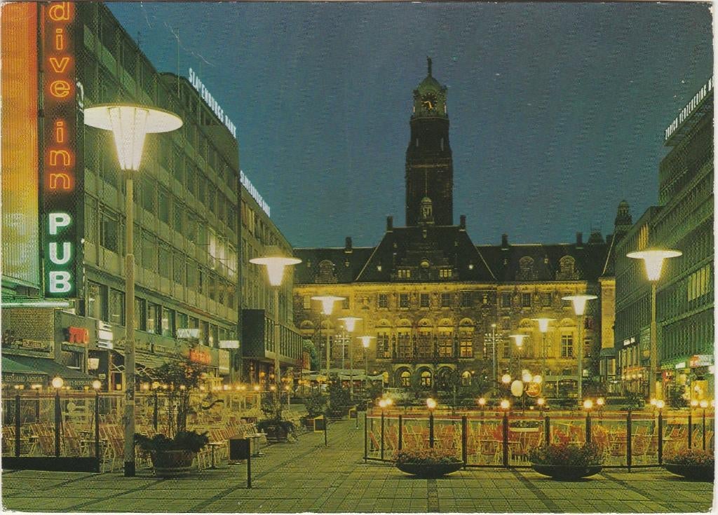 ROTTERDAM Stadhuisplein Avond, Verzenden, 1960 tot 1980, Gelopen, Zuid-Holland