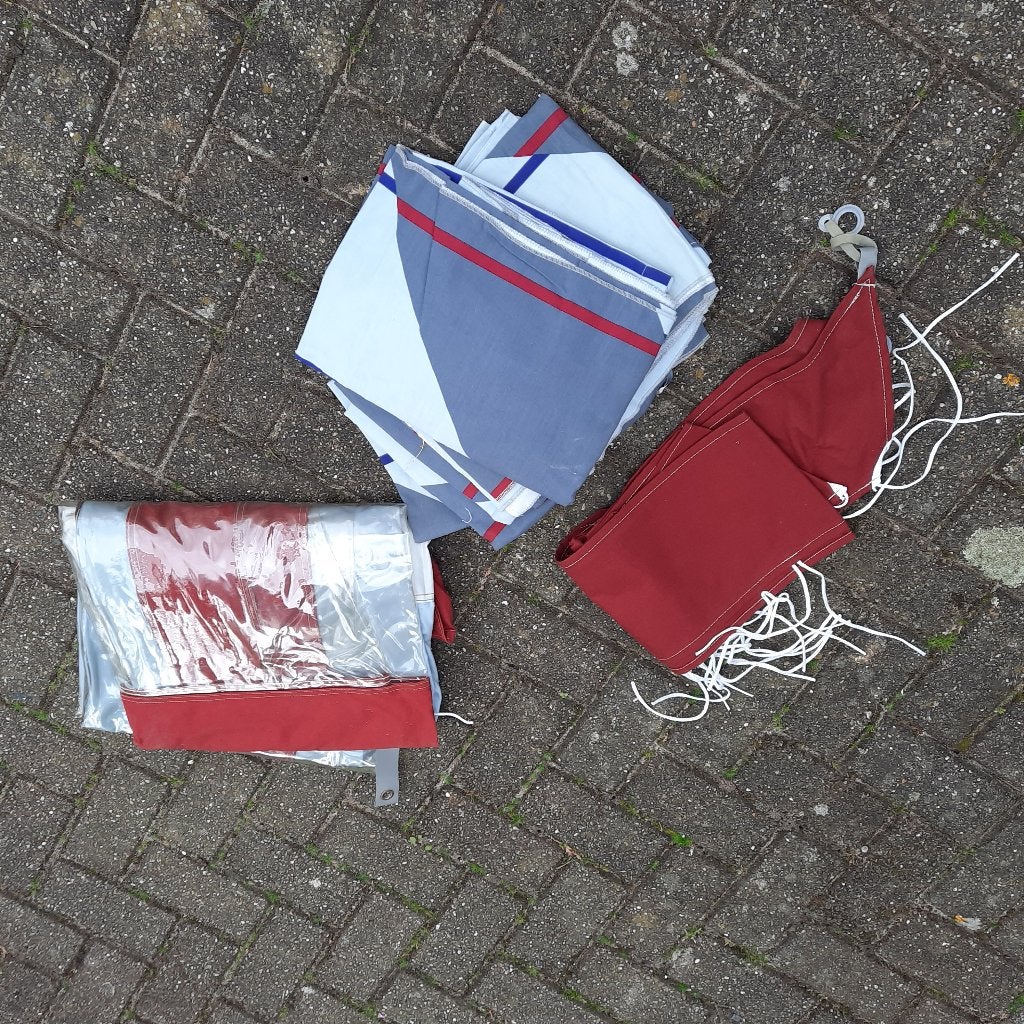 Gordijnen en voorzetluifel - 6 persoons bungalowtent rood, Caravans en Kamperen, Ophalen of Verzenden, Nieuw