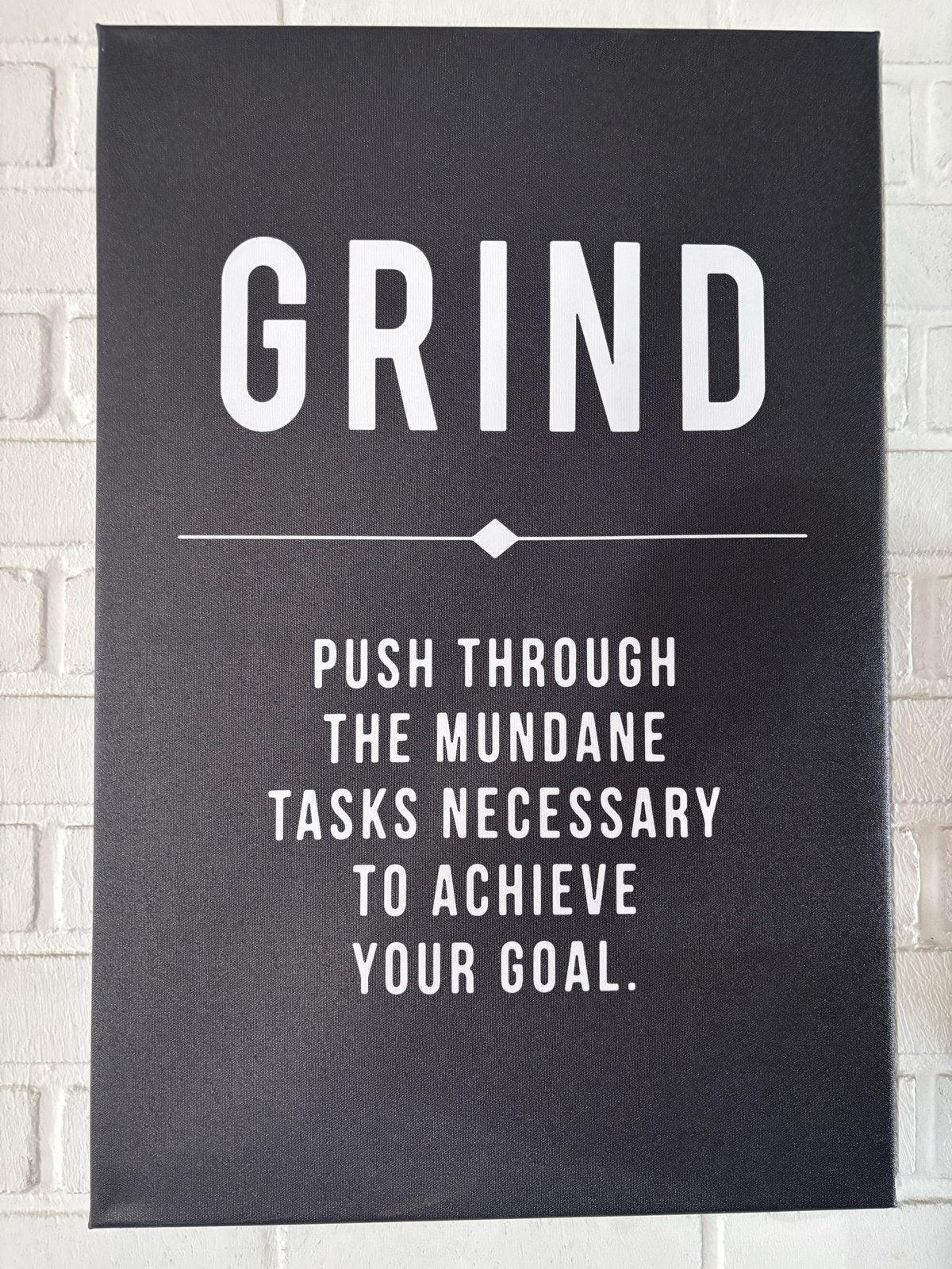 Wanddecoratie 'GRIND' - Motivatie voor je doel WALLFIELD, Gebruikt, Schilderij, Zwart, Textiel
