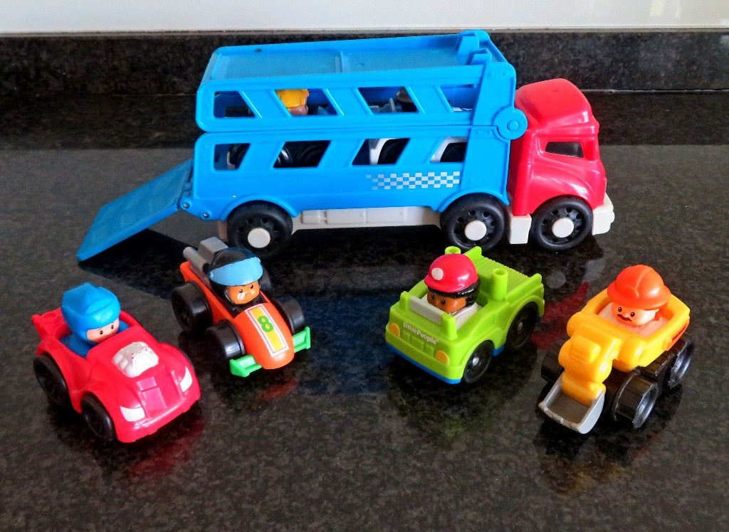 fisher Price trailer met 6 auto's, Ophalen of Verzenden, Zo goed als nieuw, Auto of Voertuig