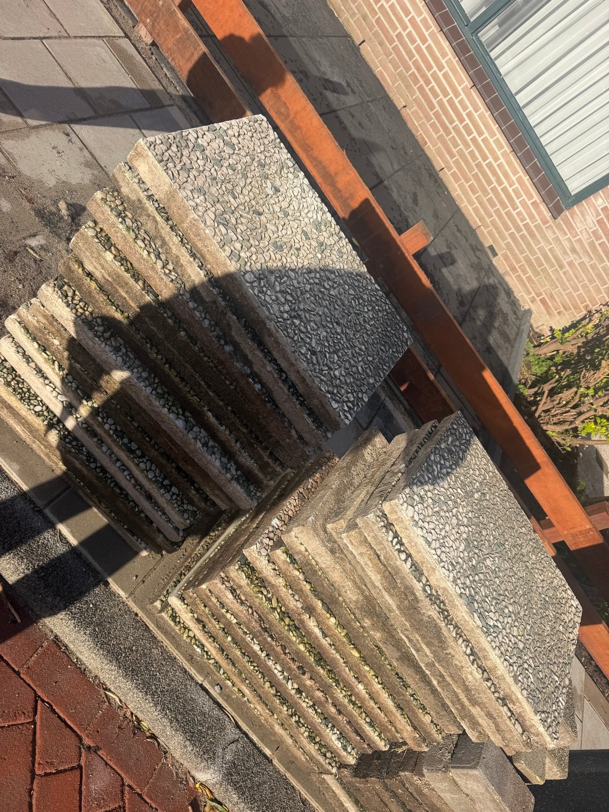 Gebruikte terrastegels met grindmotief, Tuin en Terras, Ophalen, Overige materialen, Gebruikt, 5 tot 10 m²