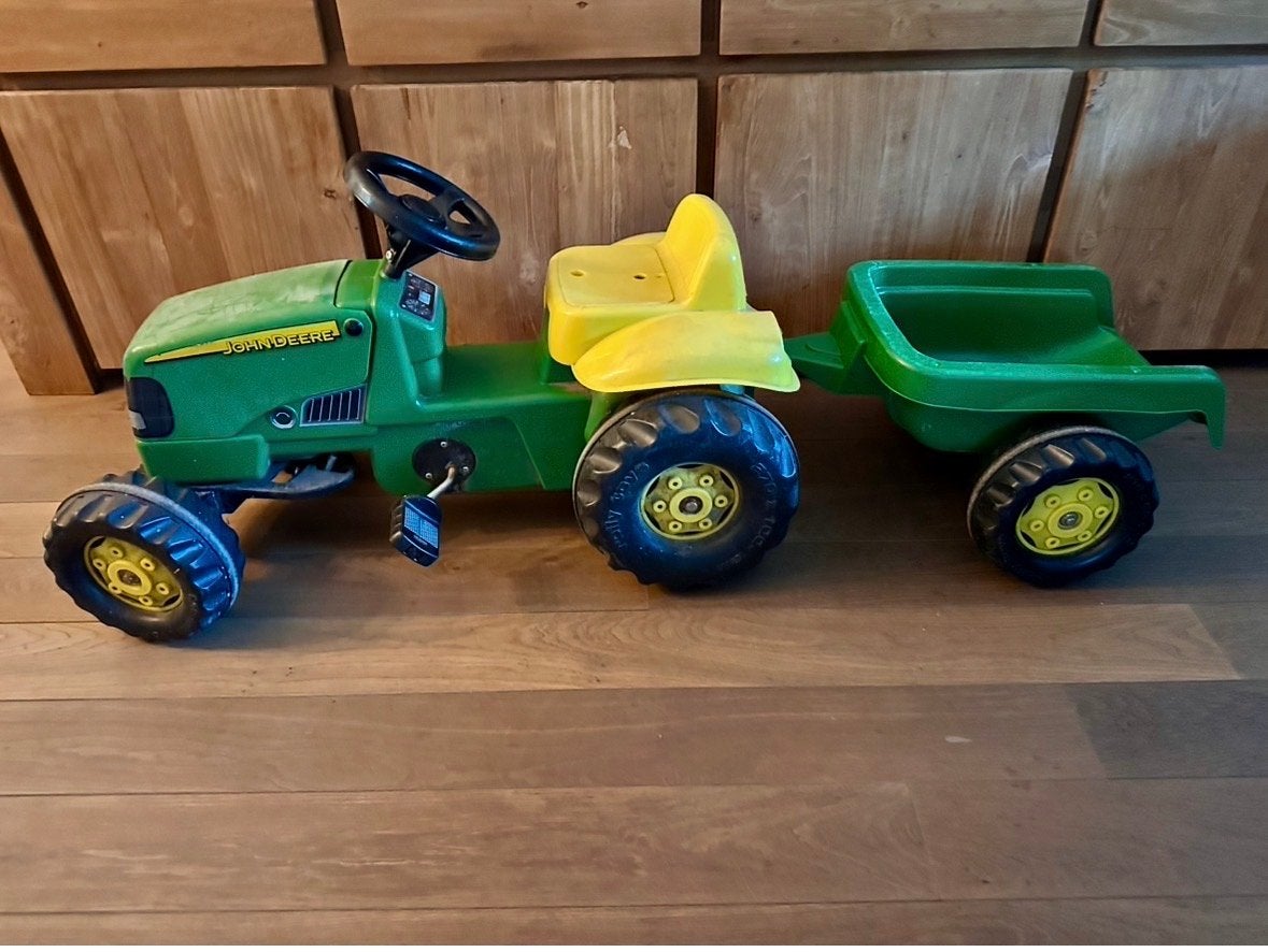 John Deere traptractor met aanhanger, Ophalen, Gebruikt