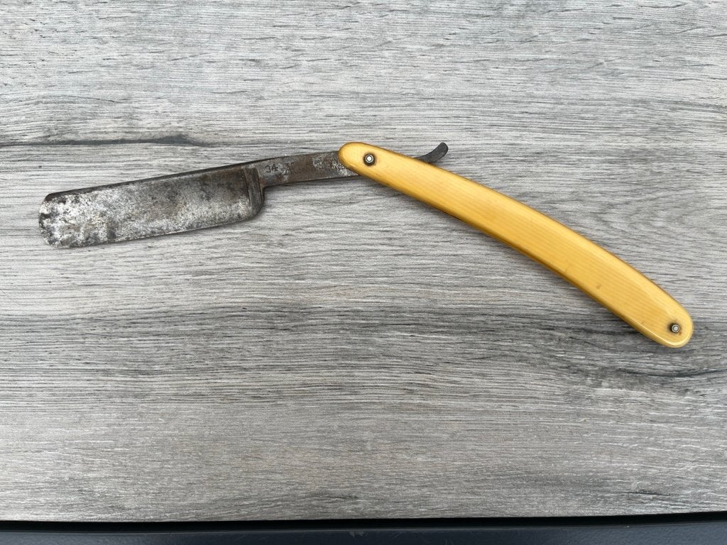 Antiek Abr. Knyn Solingen scheermes nr. 34 + originele doos, Antiek en Kunst, Ophalen of Verzenden