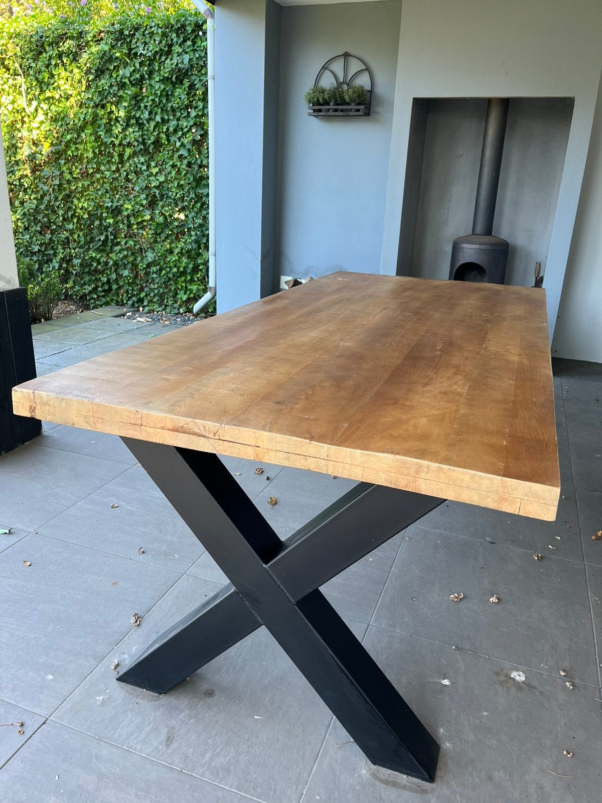 Mango houten eettafel 220 x 100 x 77,5., Ophalen, 100 tot 150 cm, 200 cm of meer, Zo goed als nieuw
