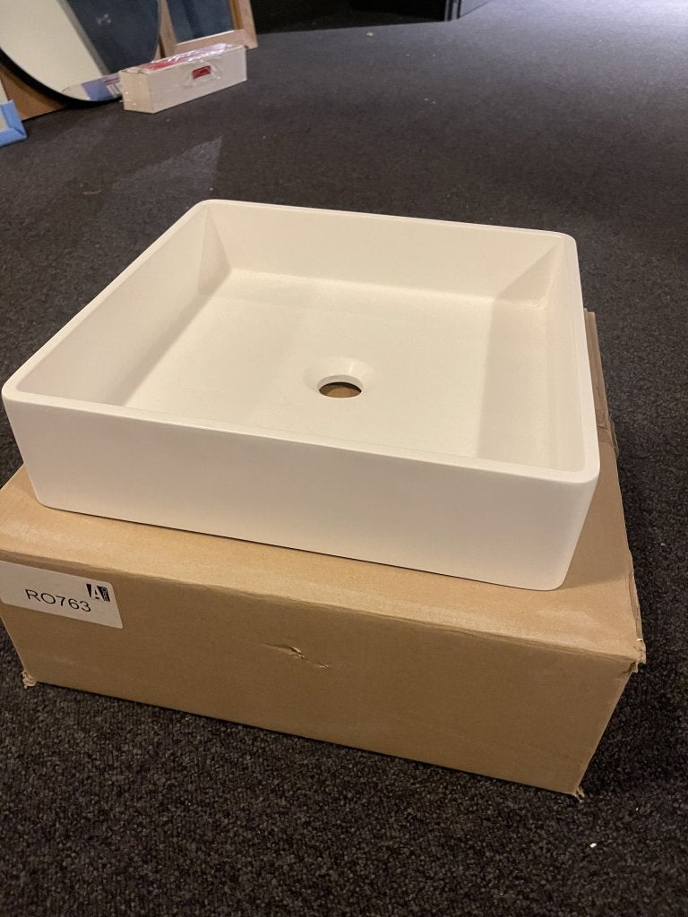 RO763 Vrijstaand Solid Surface opbouw kom mat wit, Minder dan 50 cm, Niet ingevuld, Nieuw, Minder dan 100 cm