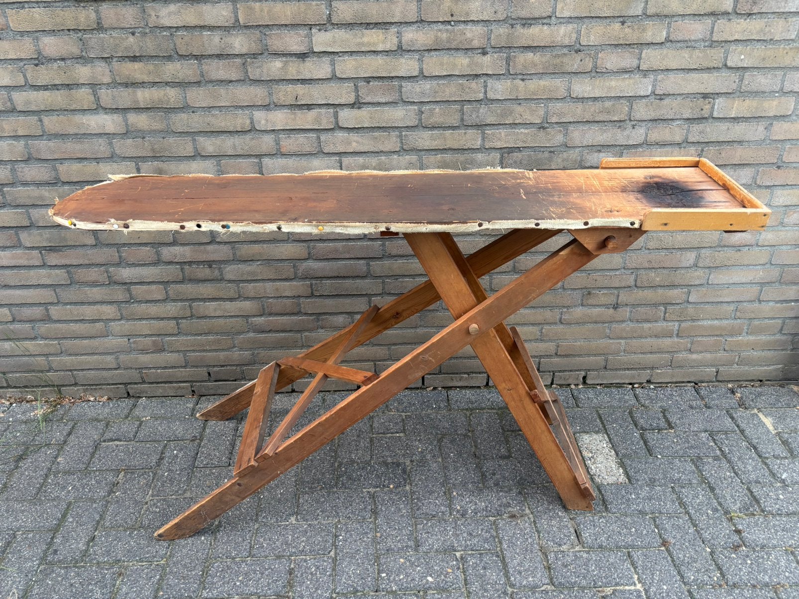 Vintage houten strijkplank, leuk decoratie item, Antiek en Kunst, Ophalen