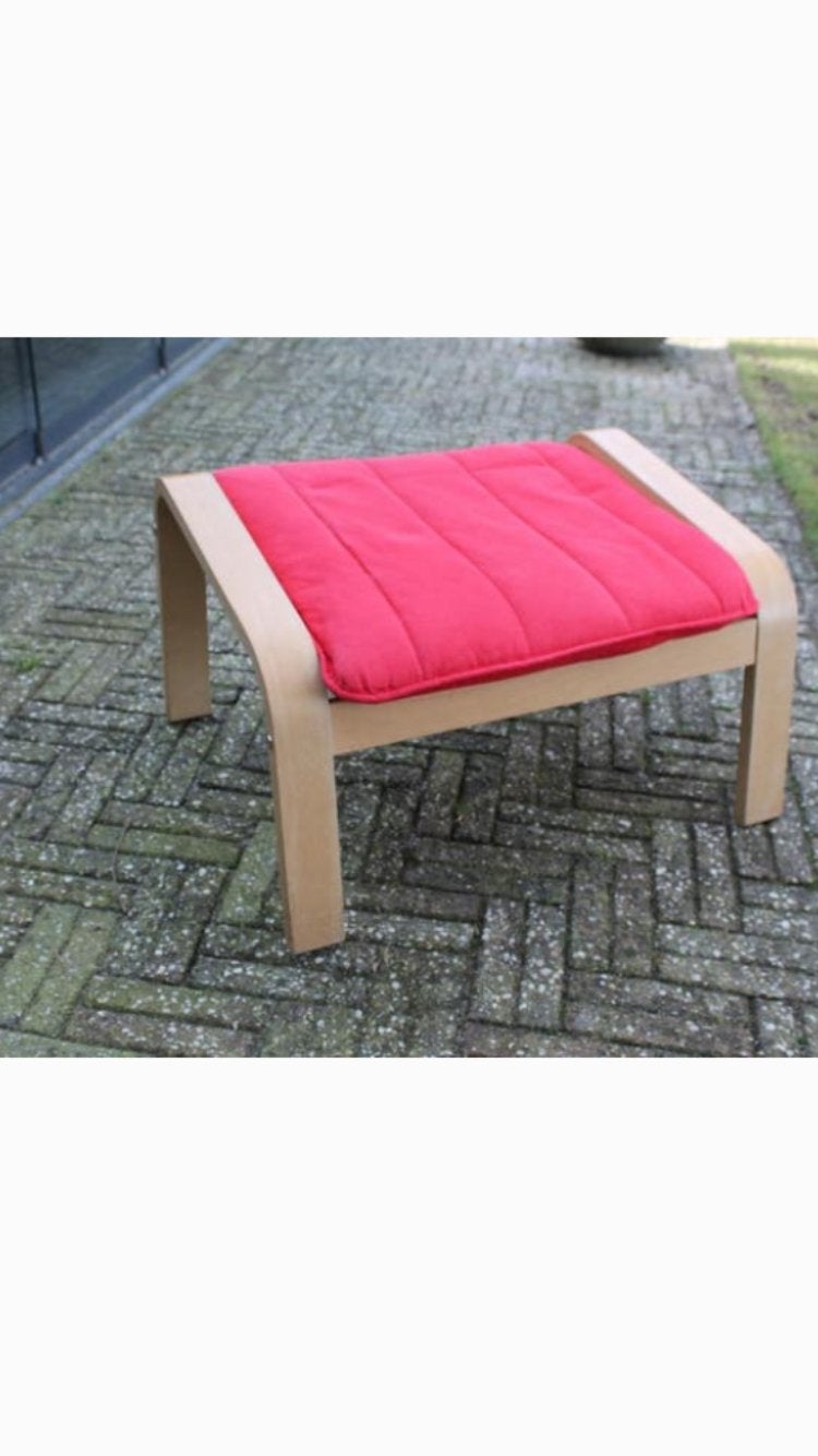 Ikea Poang Voetenbank. Blank hout Rode stof., Ophalen, Gebruikt, Stof, 50 tot 75 cm