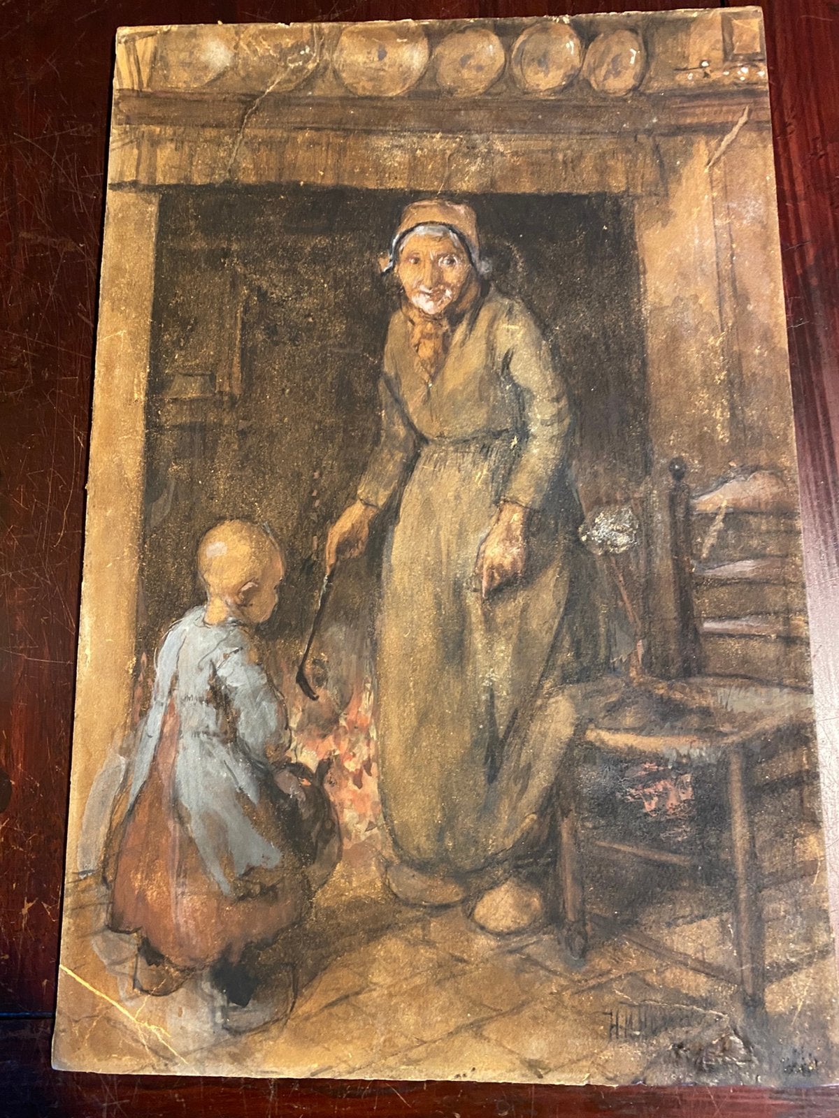 Schilderij M.H. Horrix, Portret of Personen, Oud hollands, Ophalen of Verzenden, Olieverf