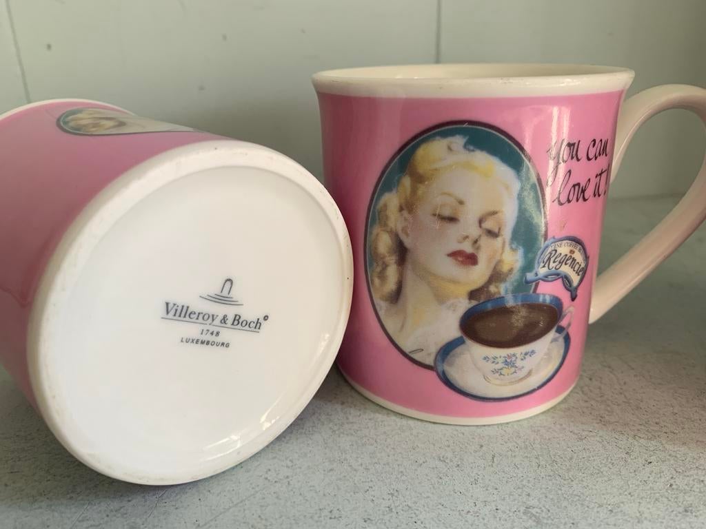 Set van 3 Villeroy & Boch 'You Can Love It' mokken, Huis en Inrichting, Keramiek, Ophalen of Verzenden, Zo goed als nieuw, Overige stijlen