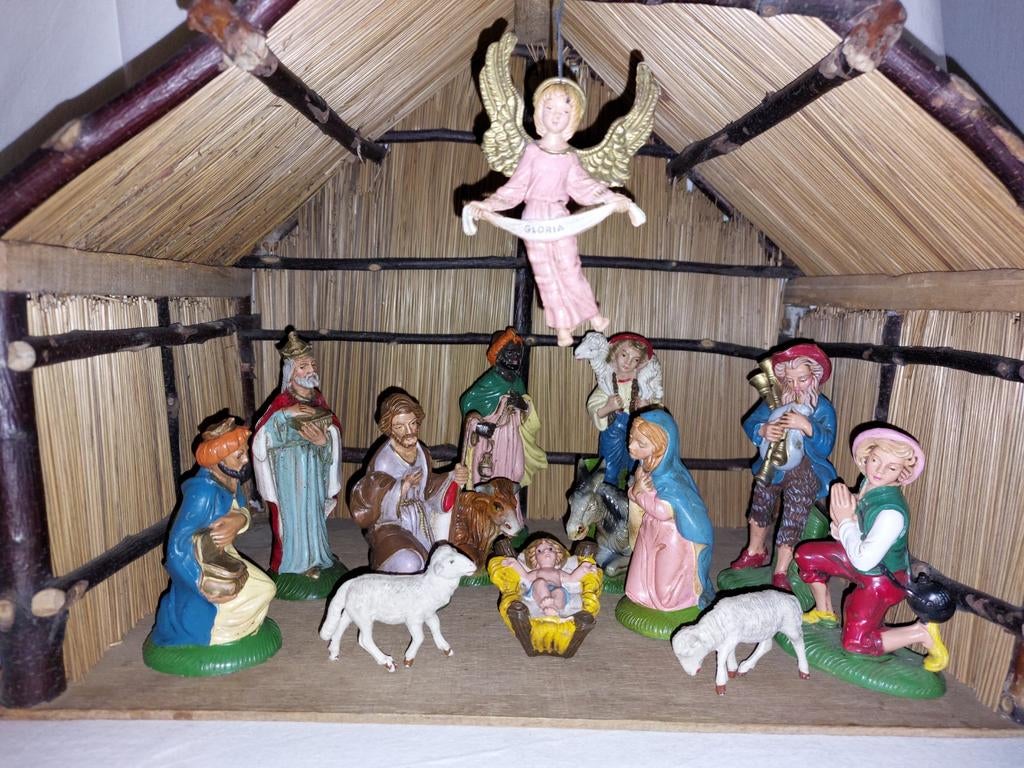 Kerststal met kerstgroep uit italië, kindvriendelijk., Ophalen of Verzenden