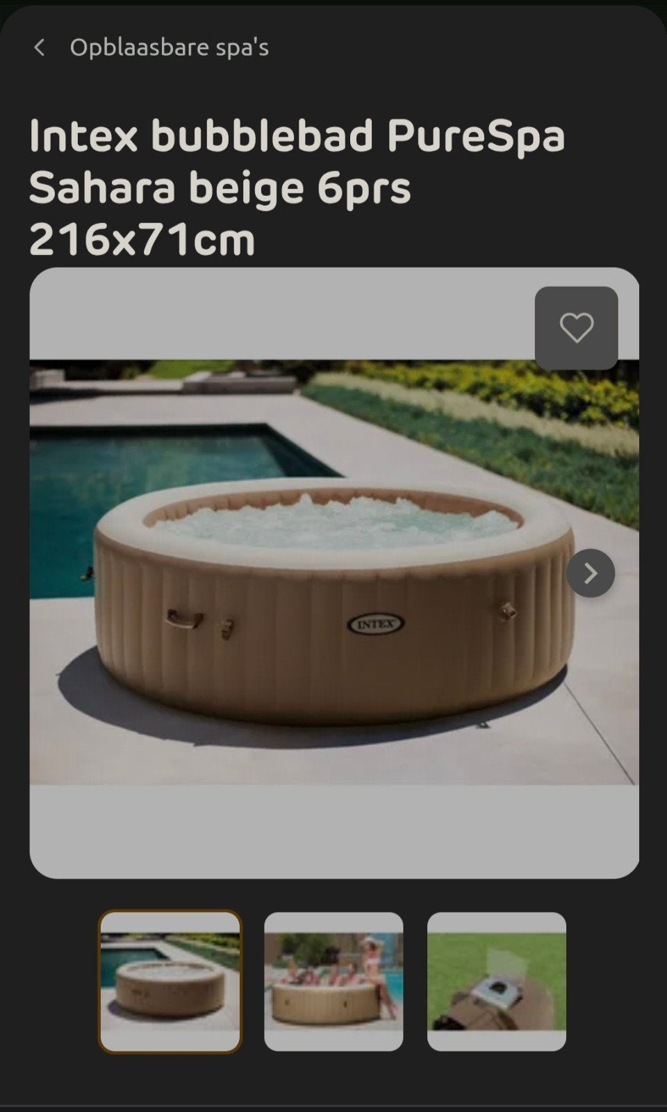 Intex PureSpa Sahara opblaasbare spa - 6 personen, Ophalen, Opblaaszwembad, Rond, Nieuw