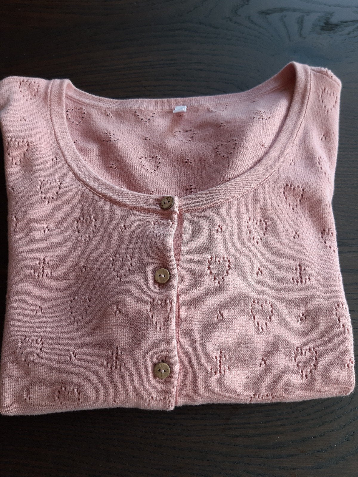 Mooi roze katoenen vestje met hartjes, 3/4 mouw, Ophalen of Verzenden, Gedragen, Maat 38/40 (M), Roze