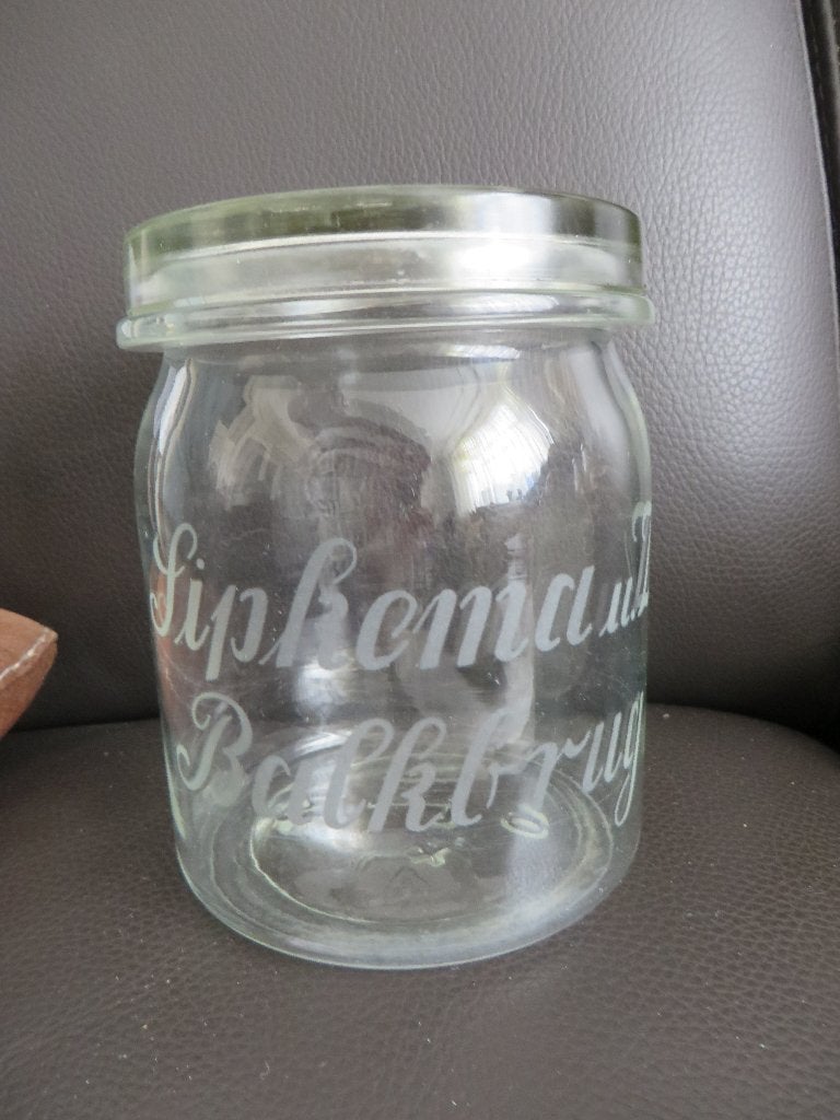 Oud glazen weck pot, reclame Sipkema en zn. Balkbrug, Ophalen of Verzenden